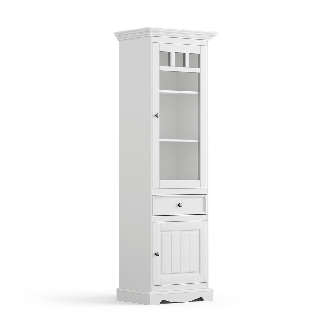 Bologna Elegant solid wood pine display cabinet 1 door | color white