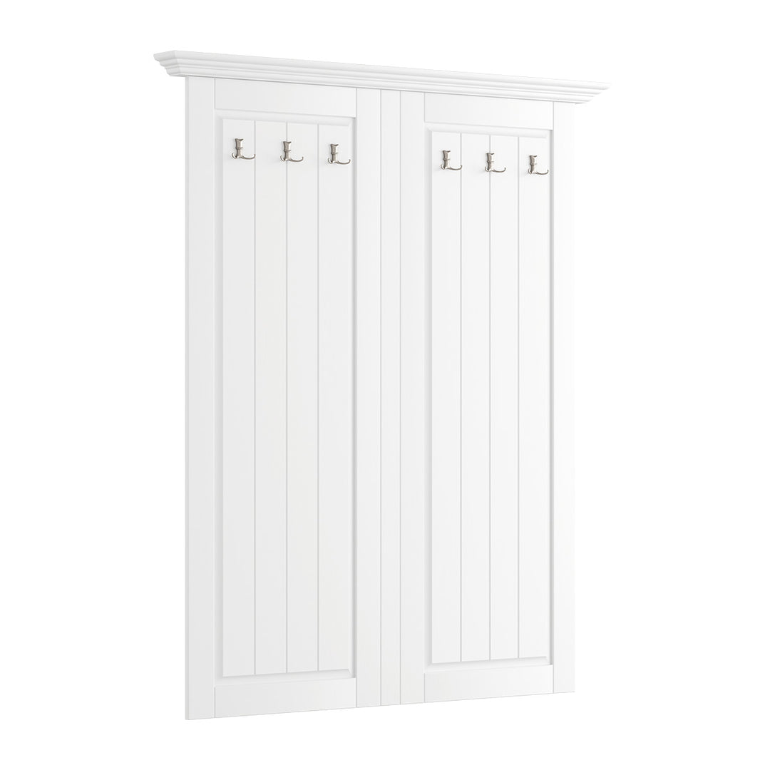 Bologna Elegante Massivholz Kiefer Garderobe Doppel | Farbe weiß