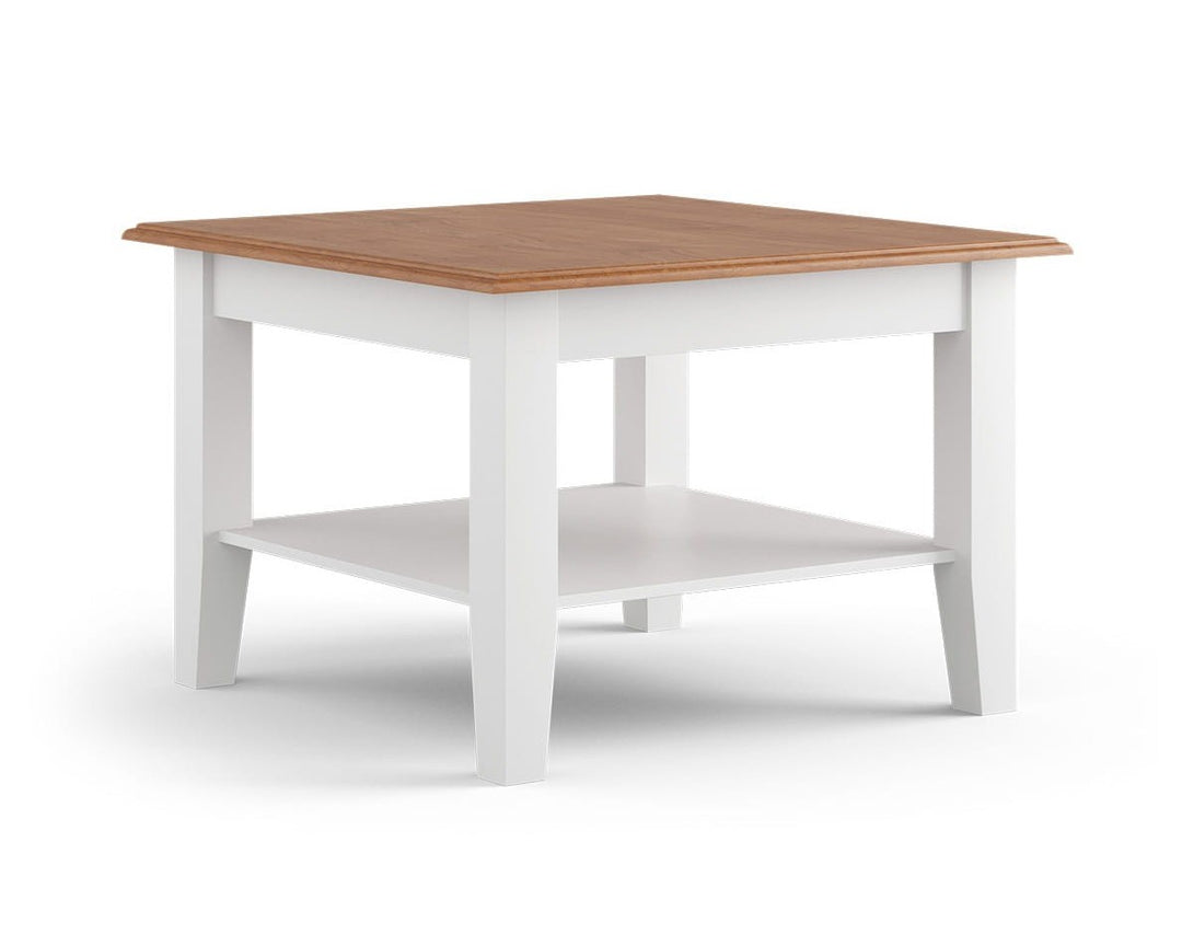 Bologna Elegant Solid Wood Pine Small Coffee Table | Color white - oak