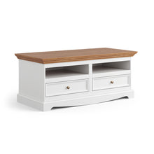 Bologna Elegante Massivholz Kiefer Kommode TV-Schrank | Farbe Weiß - Eiche