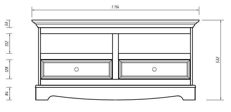 Bologna Elegante Massivholz Kiefer Kommode TV-Schrank | Farbe Weiß - Eiche