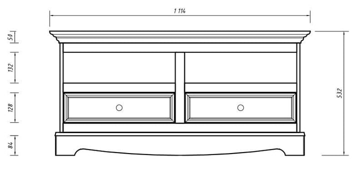 Bologna Elegant Solid Wood Pine Dresser TV Cabinet | Color white - oak