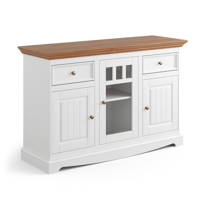 Bologna Elegant Solid Wood Pine Chest of Drawers 3D | Color white - oak