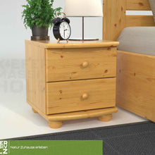 Claudia Kiefer Nachttisch aus massivem Holz mit 2 Schubladen | 100% Bio Kiefer