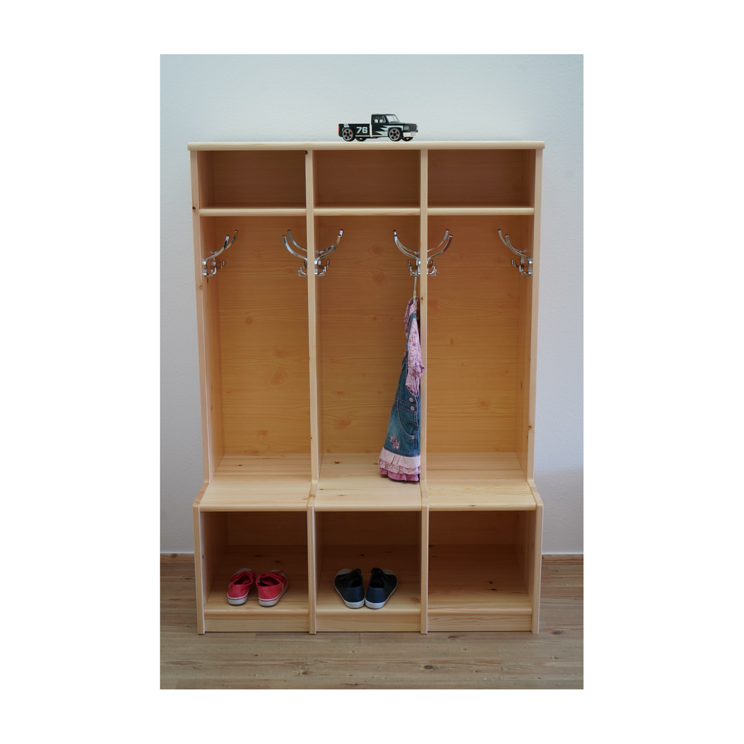Eva Kinder Garderobe | 100% Bio Kiefer Massivholz