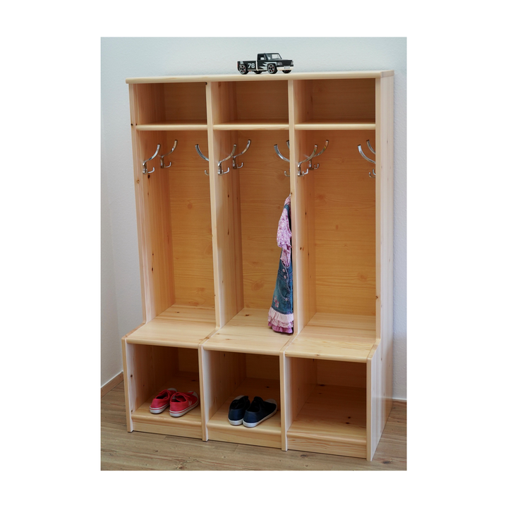 Eva Kinder Garderobe | 100% Bio Kiefer Massivholz