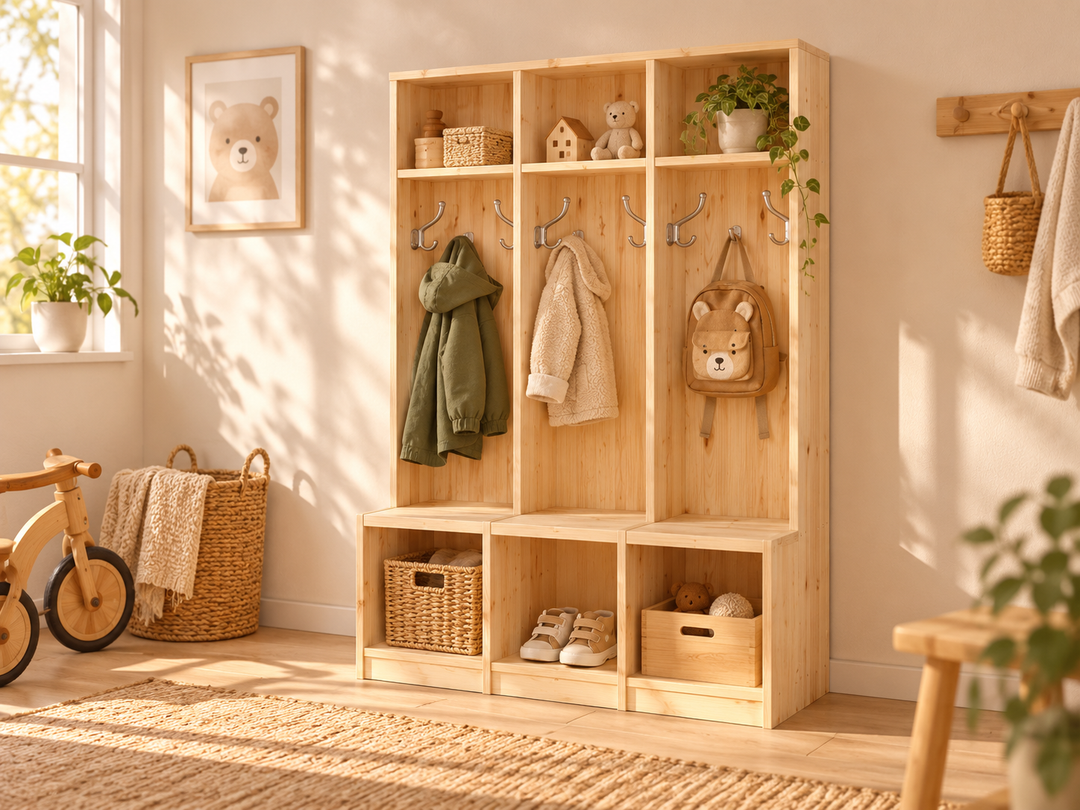 kiefer_massivholz_Kiefer Kindergarderobe – Natur