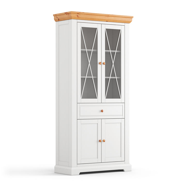 Milano Elite solid wood pine display cabinet 2D | Color white/pine