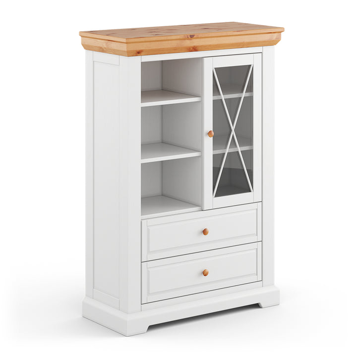Milano Elite solid wood pine display cabinet 1.3 | Color white/pine