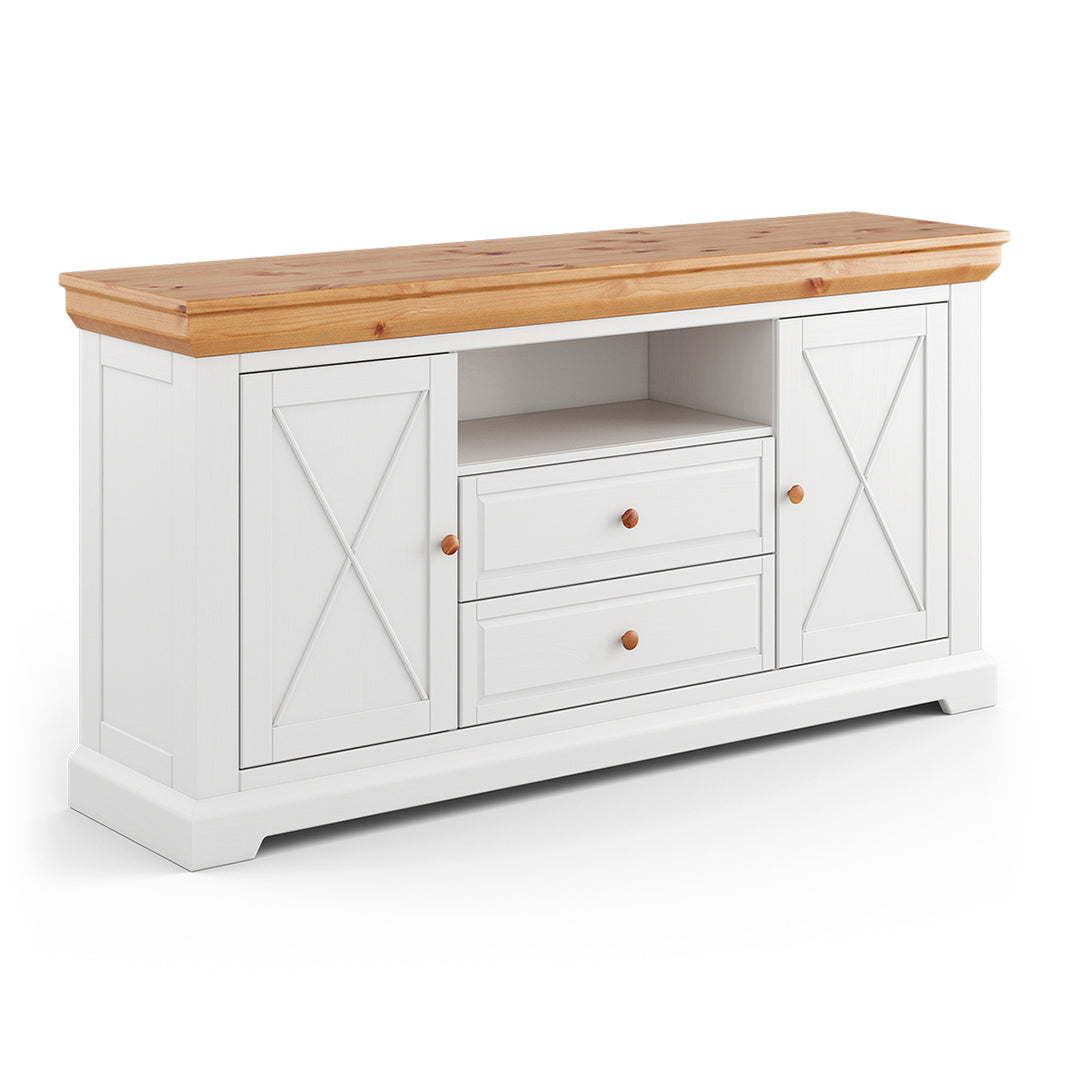 Milano Elite solid wood pine lowboard chest of drawers 2.2 | Color white/pine