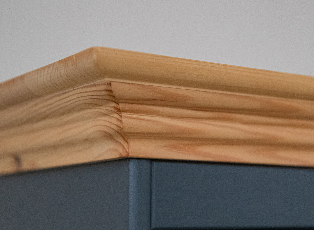 Bologna Elegant Solid Wood Bedside Table | Color graphite - pine