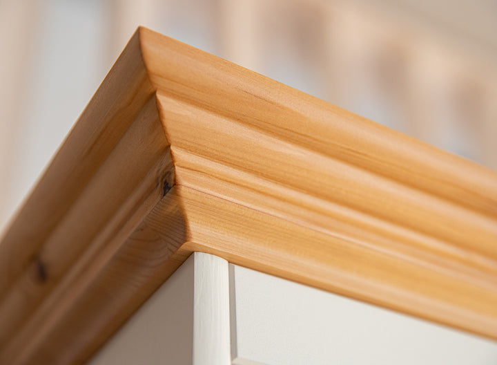 Bologna Elegant Solid Wood Pine 5 Drawer Dresser | Color white - pine