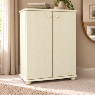 Anika Kommode Sideboard Bio Kiefer | 2-türig mit Kleiderstange | Nachhaltige Möbel in Weiss im Wohnraum