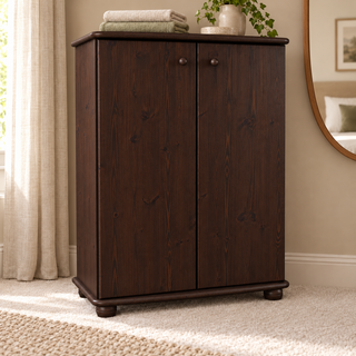 Anika Kommode Sideboard Bio Kiefer | 2-türig mit Kleiderstange | Nachhaltige Möbel in Wenge im Wohnraum