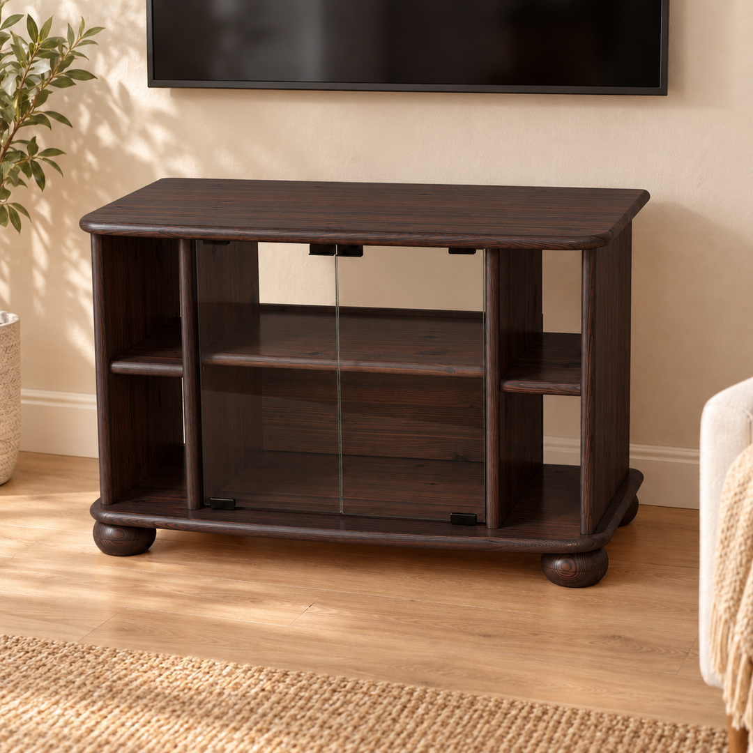 Anika TV-Schrank 55er aus 100% Bio Kiefer Massivholz in Wenge im Wohnraum