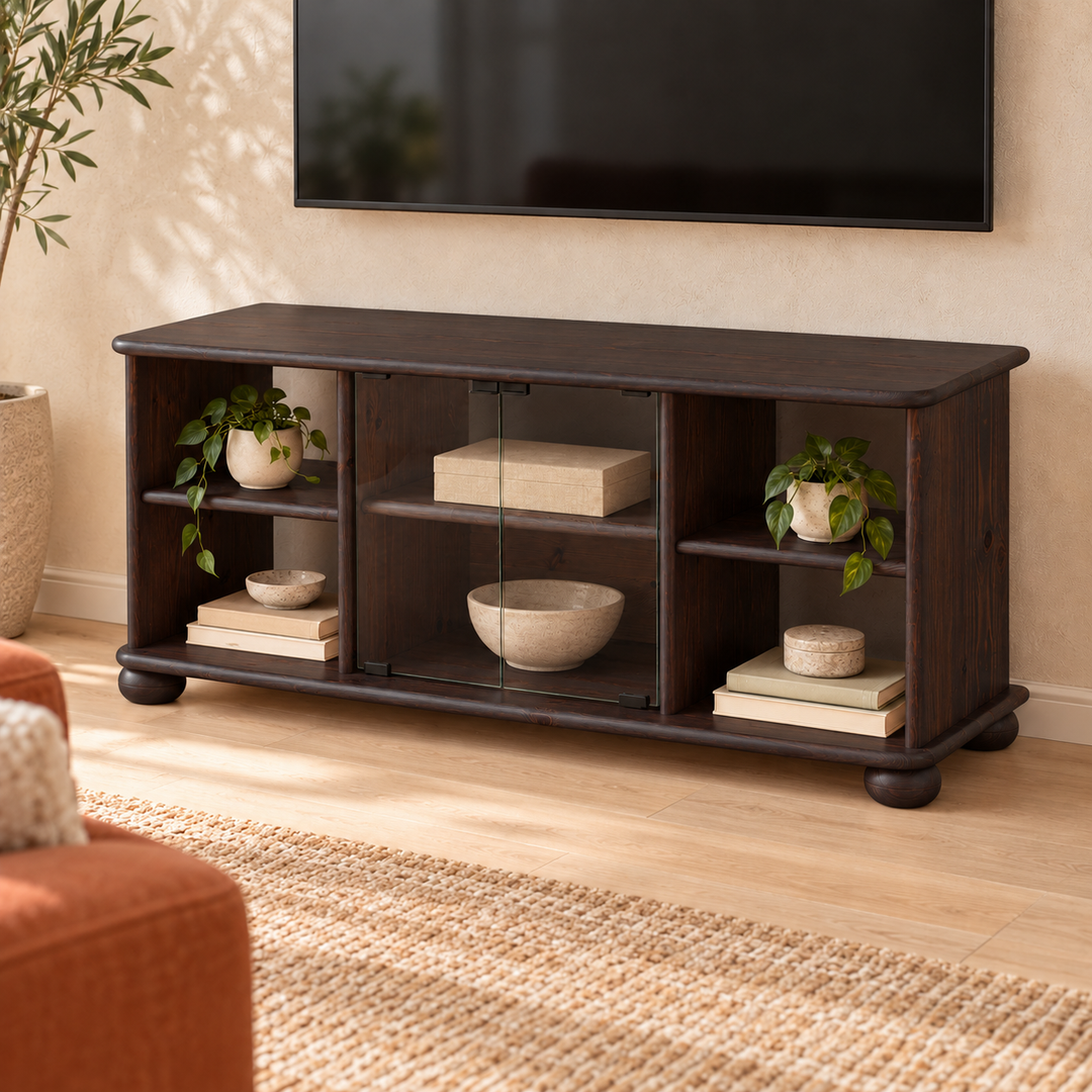 Anika TV-Schrank 125er aus 100% Bio Kiefer Massivholz in Wenge im Wohnraum