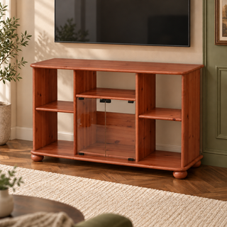 Anika TV-Schrank aus Kiefernholz 125 x 77 cm | 100% Bio Massivholz in Kirsch im Wohnraum