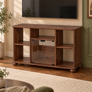Anika TV-Schrank aus Kiefernholz 125 x 77 cm | 100% Bio Massivholz in Kolonial im Wohnraum