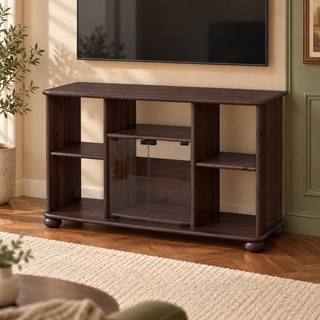 Anika TV-Schrank aus Kiefernholz 125 x 77 cm | 100% Bio Massivholz in Wenge im Wohnraum