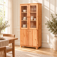 Claudia Buffetschrank Massivholz Vitrine V.2 aus 100% Bio Kiefer | 4-Türig und umweltfreundlich