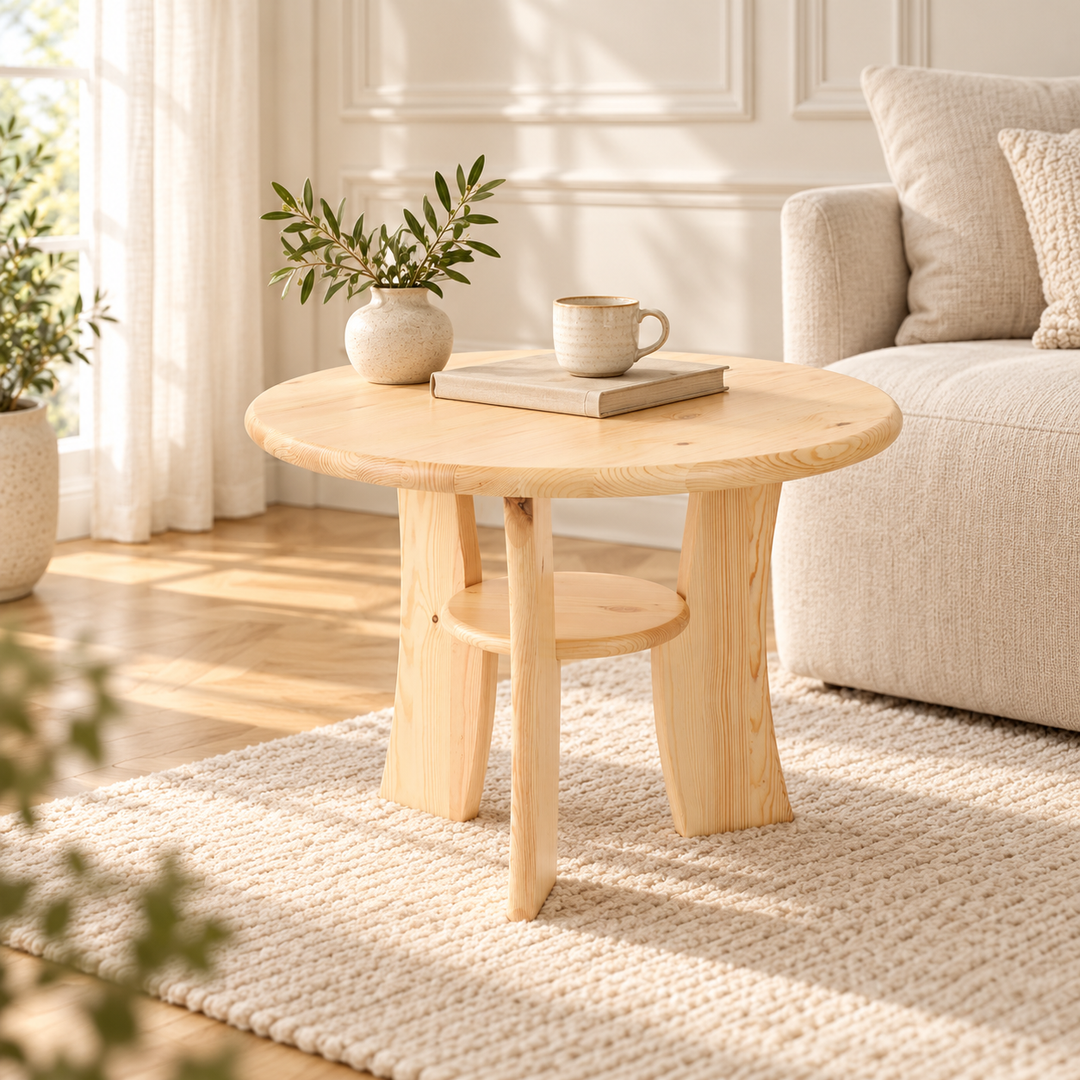 kiefer_massivholz_Claudia Couchtisch Beistelltisch aus Kiefer Massivholz – Natur, Wohnbeispiel