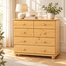 Claudia Kommode Bio Kiefer Massivholz | Sideboard mit 6 Schubladen | Anrichte aus 100% nachhaltigem Holz