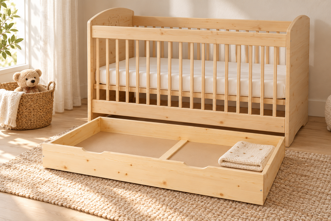 Dream Bettkasten – Natur im sonnigen Kinderzimmer; KI-Wohnvisualisierung, Bett und Dekoration nicht im Lieferumfang