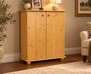 kiefer_massivholz_Anika Kommode 110er Kiefer Massivholz, 2-Türig Sideboard mit Regalfächern, Anrichte aus Massivholz – Natur