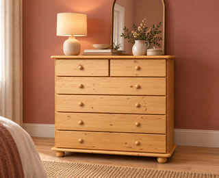 kiefer_massivholz_Anika Kommode Massivholz aus Kiefer, 6-Schubladen Sideboard – Natur