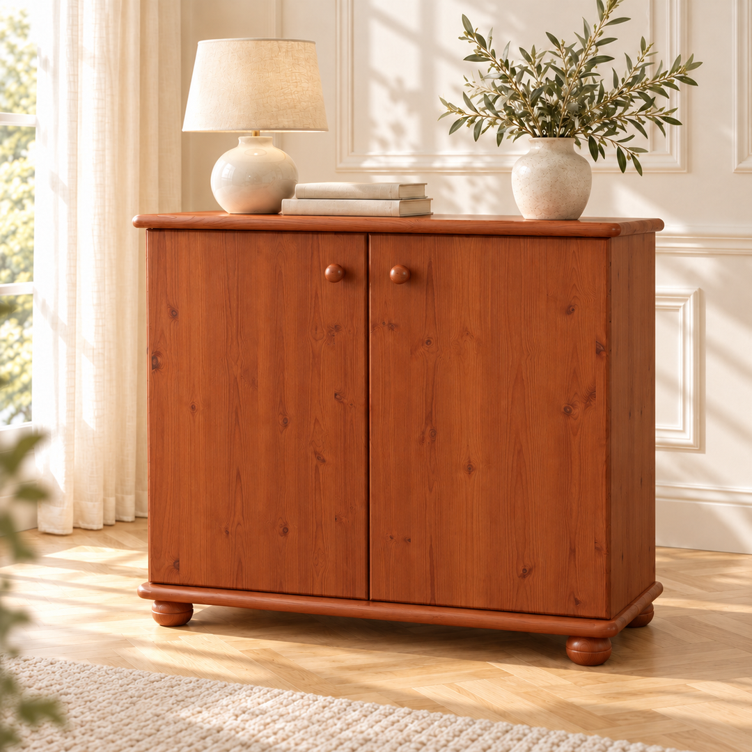 Claudia Kommode Bio Kiefer | Massivholz Sideboard | 2-Türig Anrichte aus 100% Kiefer – kirsch – Wohnambiente