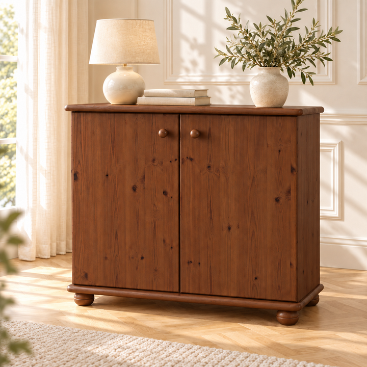 Claudia Kommode Bio Kiefer | Massivholz Sideboard | 2-Türig Anrichte aus 100% Kiefer – kolonial – Wohnambiente