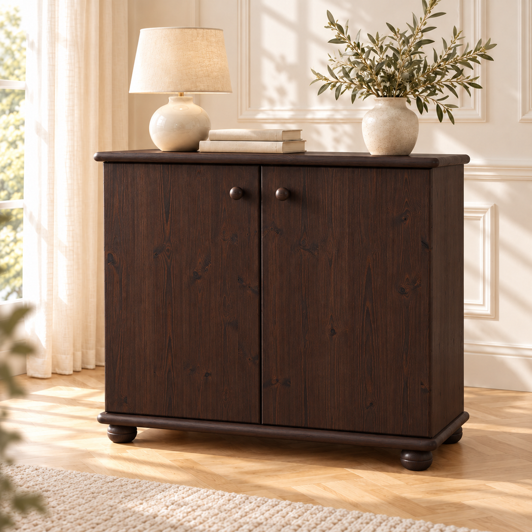 Claudia Kommode Bio Kiefer | Massivholz Sideboard | 2-Türig Anrichte aus 100% Kiefer – wenge – Wohnambiente