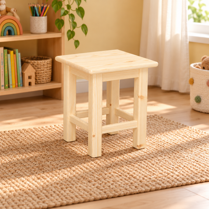 kiefer_massivholz_Leo Hocker aus 100% Bio-Kiefer Massivholz | Kinder Hocker Bio Kiefer Massivholz unbehandelt