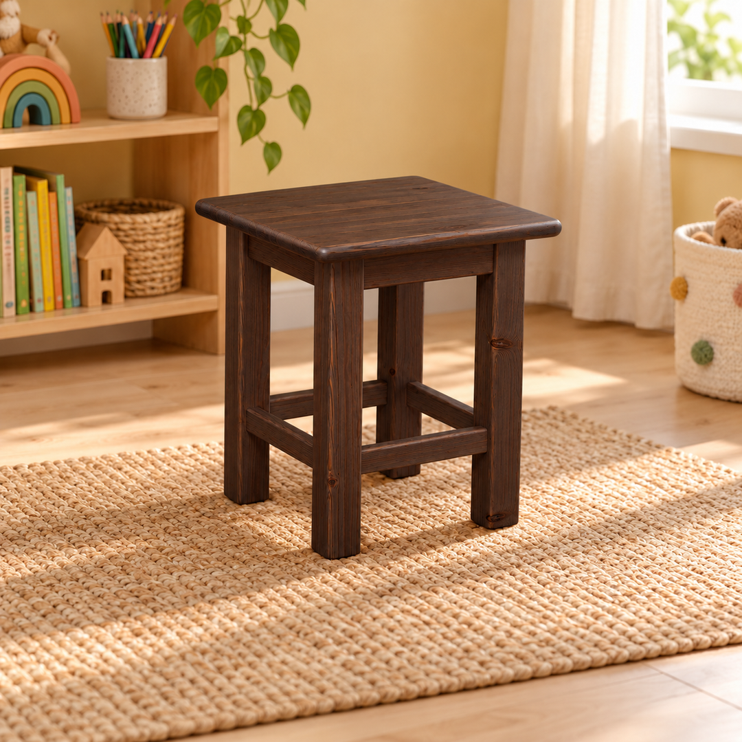 kiefer_massivholz_Leo Hocker aus 100% Bio-Kiefer Massivholz | Kinder Hocker Bio Kiefer Massivholz wenge