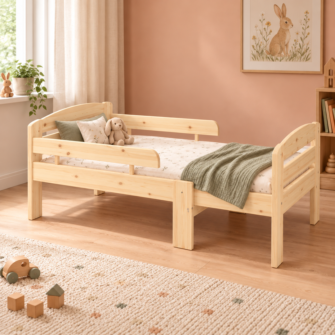 kiefer_massivholz_Leo mitwachsendes Kinderbett – unbehandelt
