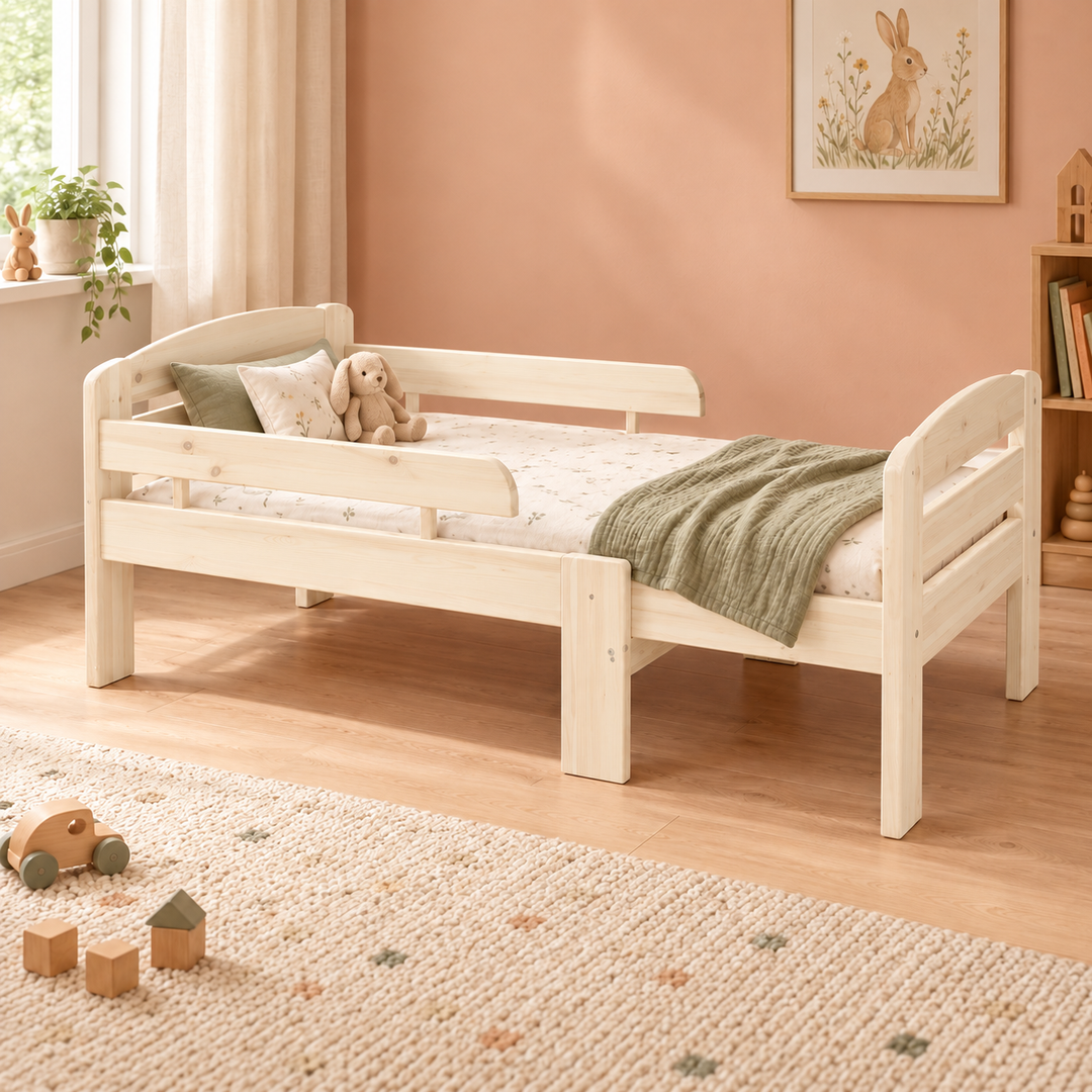 kiefer_massivholz_Leo mitwachsendes Kinderbett – weiss