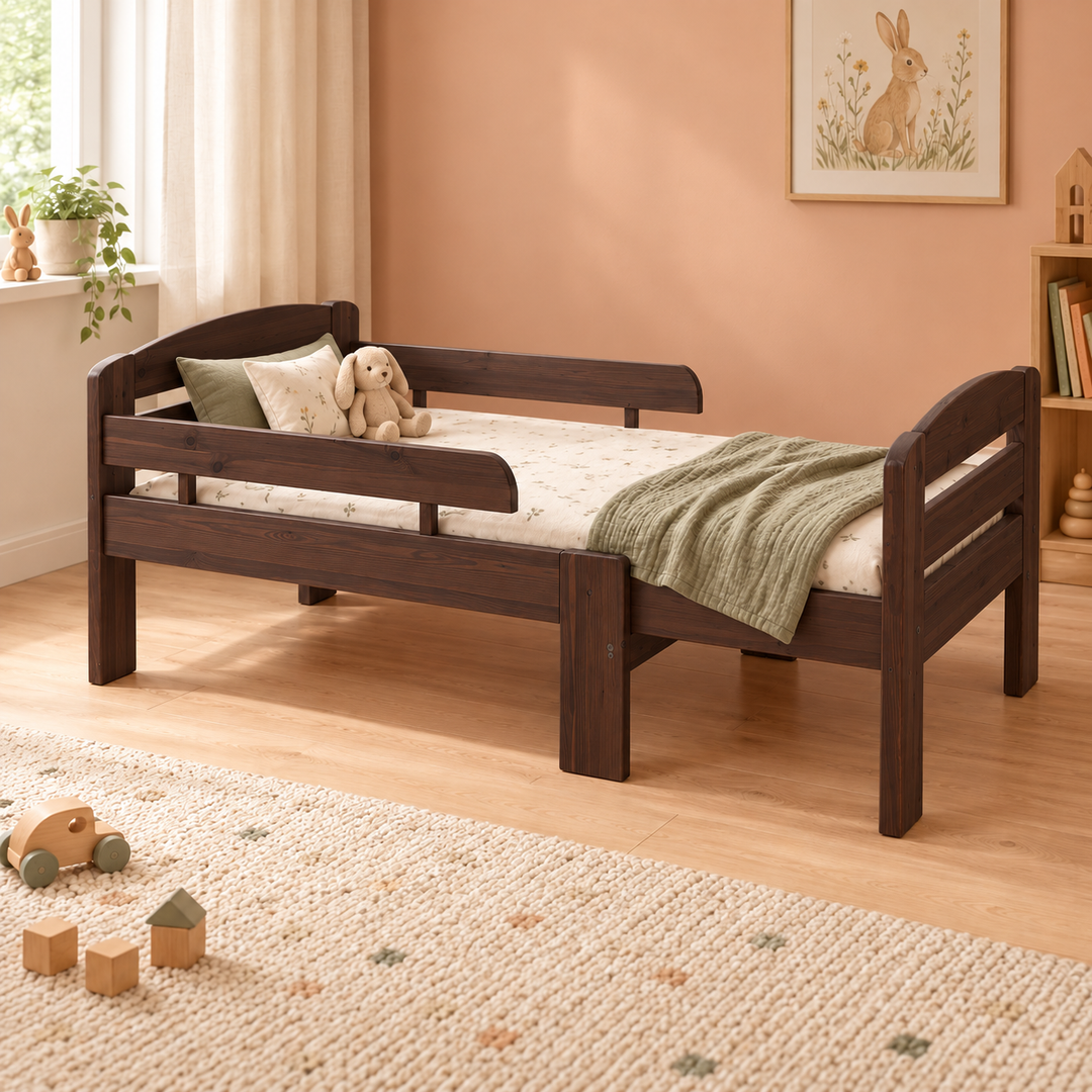 kiefer_massivholz_Leo mitwachsendes Kinderbett – wenge