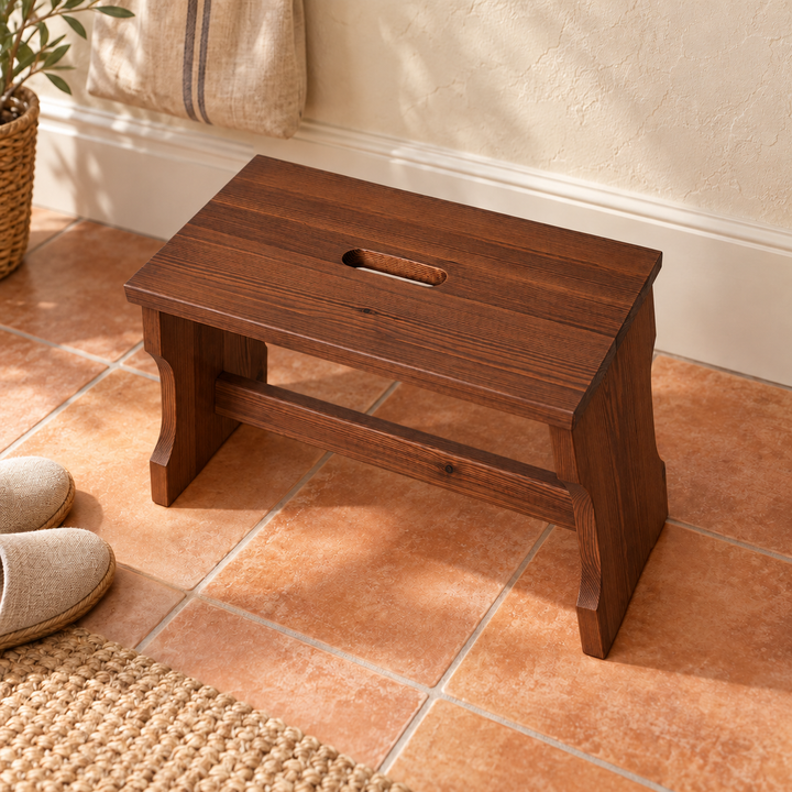 kiefer_massivholz_Leo Hocker Kiefer Massivholz | Klassischer Hocker Schemel aus 100% Bio Holz kolonial