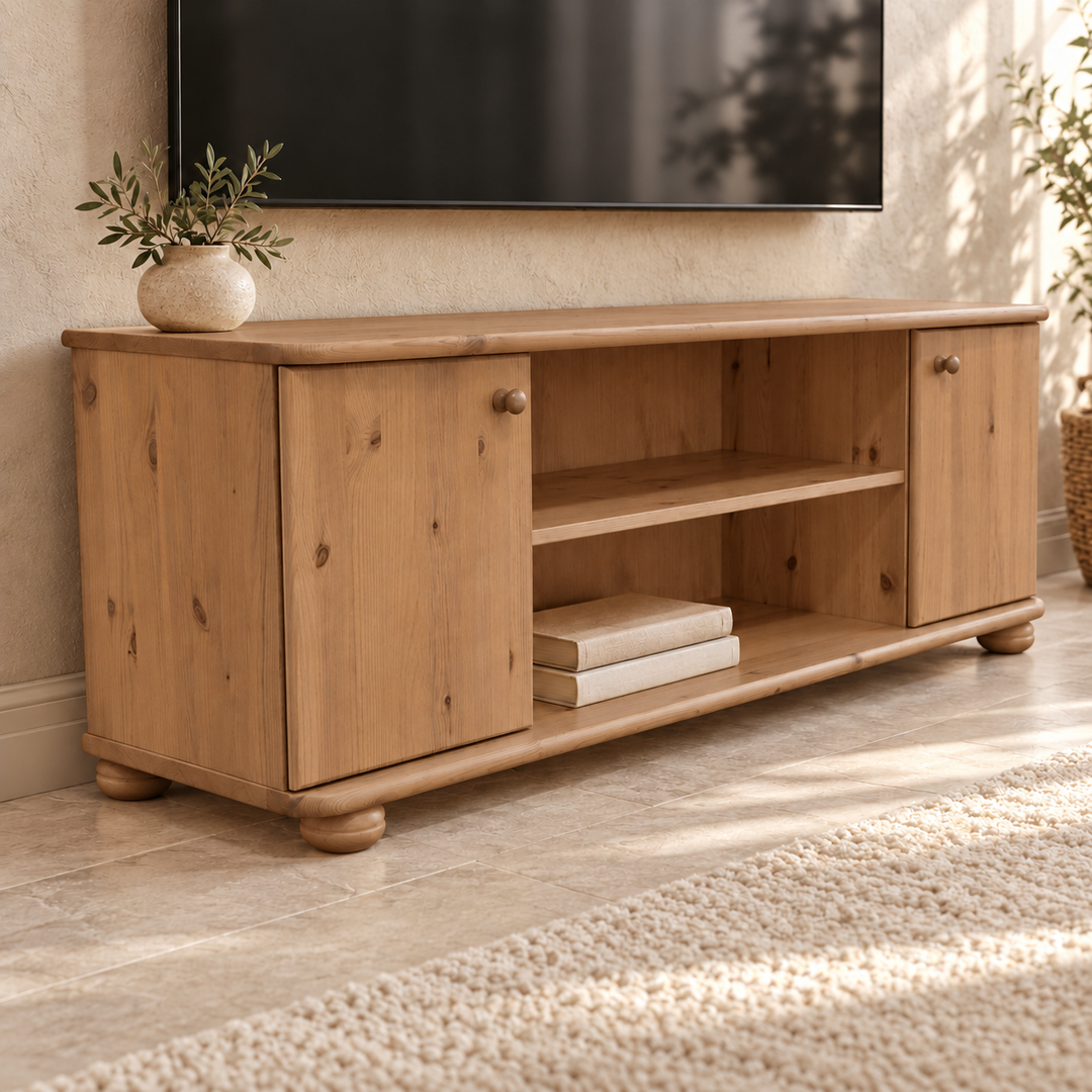 kiefer_massivholz_Leo TV-Lowboard Bio Kiefer Massivholz 131/151/171 – 100% nachhaltig und stilvoll cappuccino