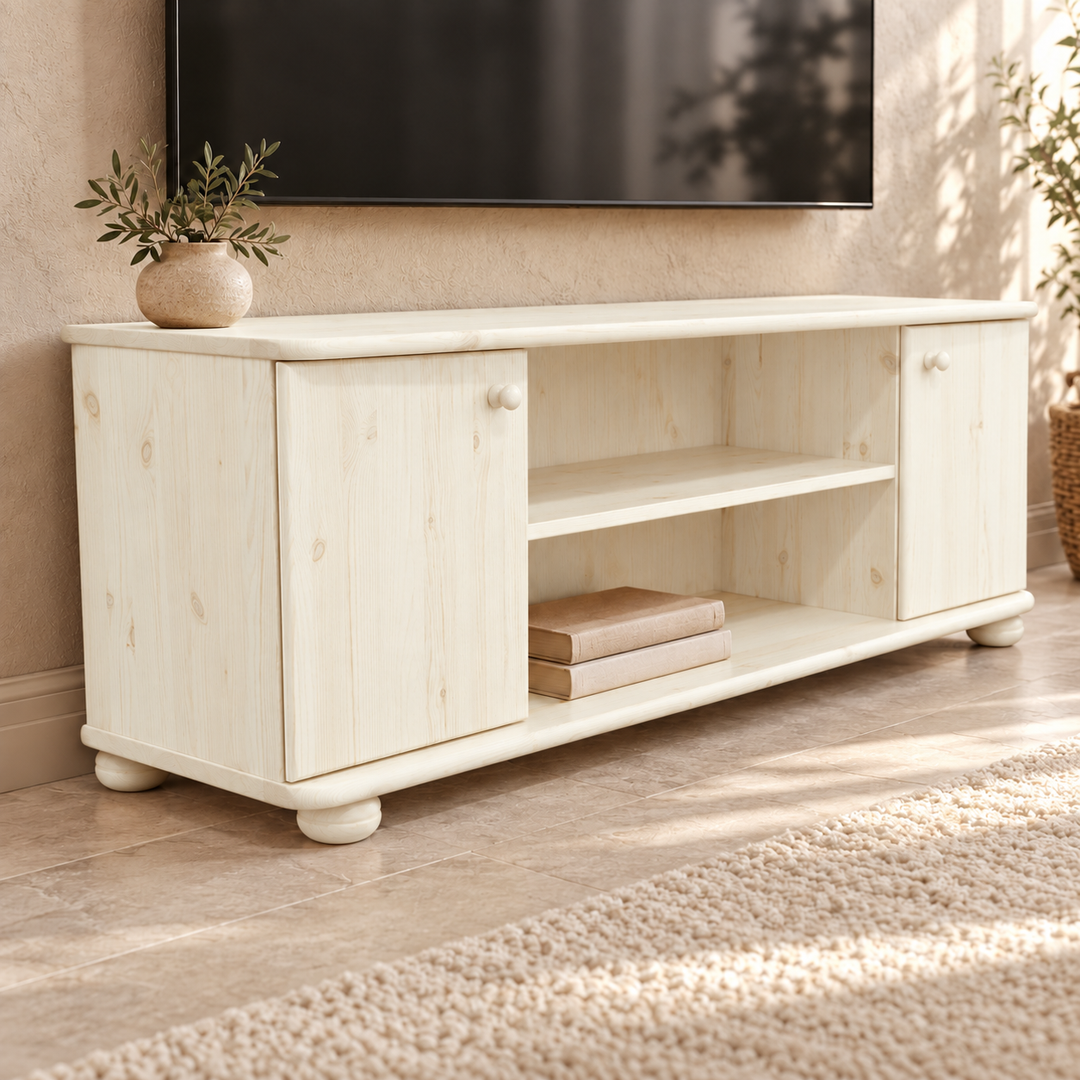 kiefer_massivholz_Leo TV-Lowboard Bio Kiefer Massivholz 131/151/171 – 100% nachhaltig und stilvoll weiss