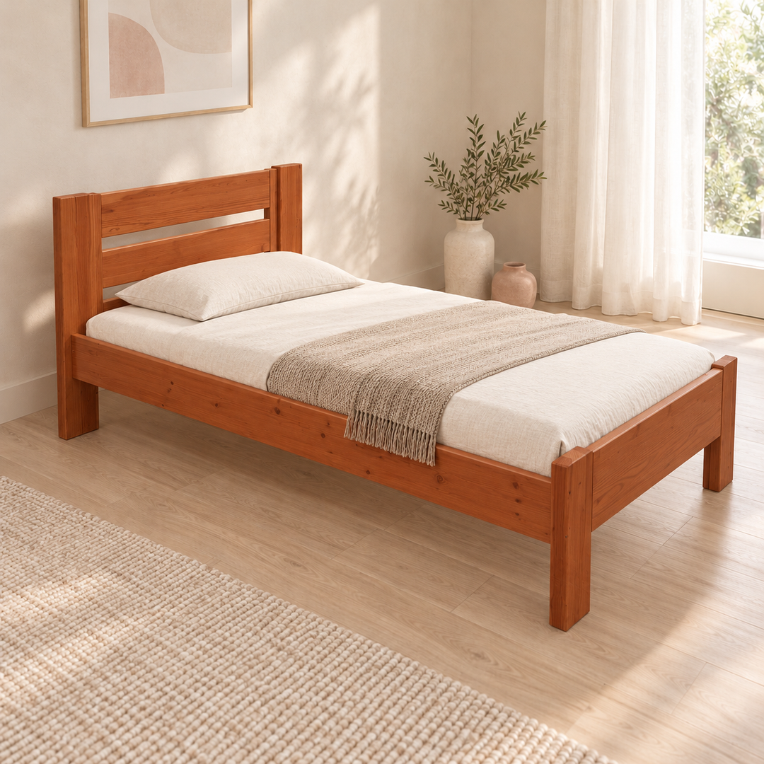 Nobis Bettgestell – 120 x 200 cm / Kirsch, im sonnigen Wohnambiente