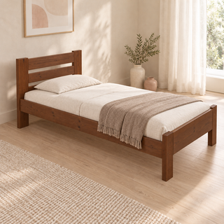 Nobis Bettgestell – 120 x 200 cm / Kolonial, im sonnigen Wohnambiente