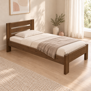 Nobis Bettgestell – 120 x 200 cm / Nussbaum, im sonnigen Wohnambiente