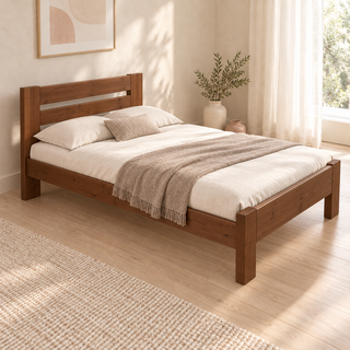Nobis Bettgestell – 140 x 200 cm / Kolonial, im sonnigen Wohnambiente