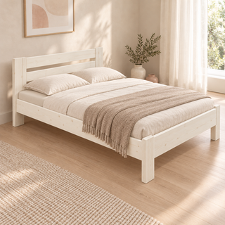 Nobis Bettgestell – 140 x 200 cm / Weiß, im sonnigen Wohnambiente