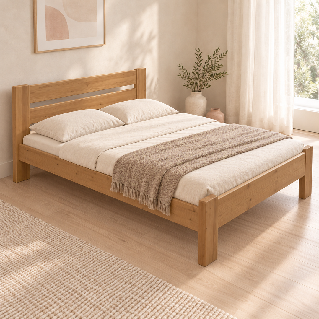 Nobis Bettgestell – 160 x 200 cm / Capuccino, im sonnigen Wohnambiente