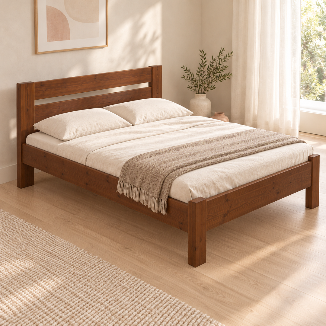 Nobis Bettgestell – 160 x 200 cm / Kolonial, im sonnigen Wohnambiente