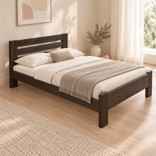 Nobis Bettgestell – 160 x 200 cm / Wenge, im sonnigen Wohnambiente