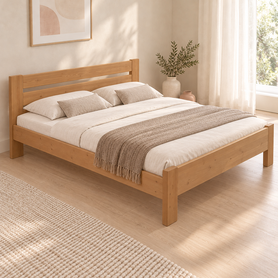 Nobis Bettgestell – 180 x 200 cm / Capuccino, im sonnigen Wohnambiente