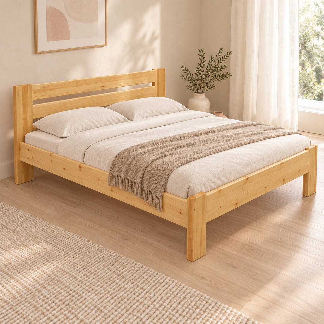 Nobis bedframe – 180 x 200 cm / Natur, im sonnigen Wohnambiente